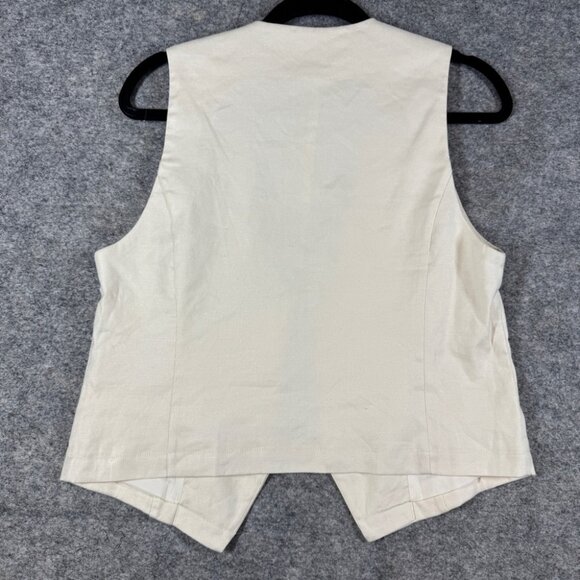 Anthropologie Maeve Ivory Tailored Linen Vest Size M Chic Workwear Office - Picture 12 of 16